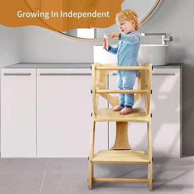 Modern Design Wooden Adjustable Height Helper Tower for Toddlers Learning and Cooking