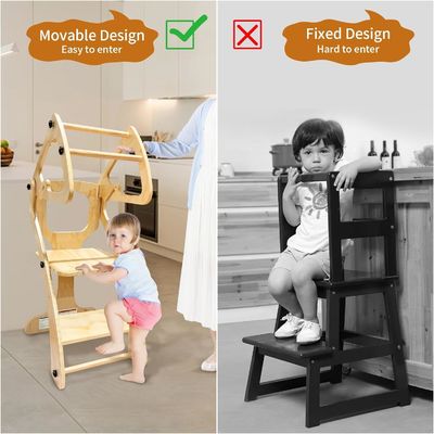 Modern Design Wooden Adjustable Height Helper Tower for Toddlers Learning and Cooking