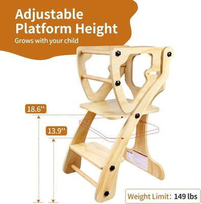 Modern Design Wooden Adjustable Height Helper Tower for Toddlers Learning and Cooking