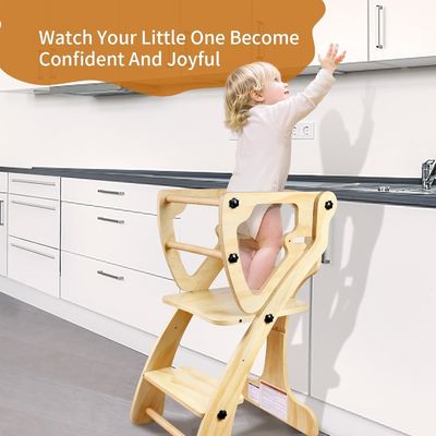 Modern Design Wooden Adjustable Height Helper Tower for Toddlers Learning and Cooking