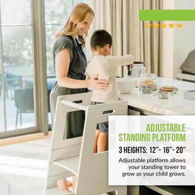 Customized Logo Acceptable Gray Child Standing Tower for Kids in Montessori Style