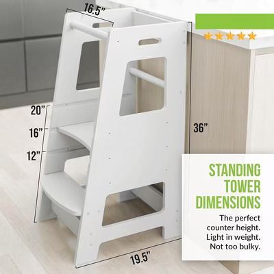 Customized Logo Acceptable Gray Child Standing Tower for Kids in Montessori Style