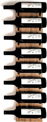 Wall Mounted Wooden Wine Rack for Wall Display Black Brackets Custom 8 Bottle Storage