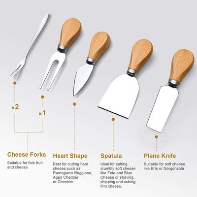 Stainless Steel Cheese Knives Bamboo Cheese Board Set for Charcuterie and Serving