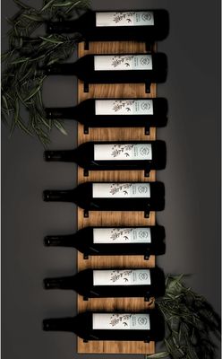 Wall Mounted Wooden Wine Rack for Wall Display Black Brackets Custom 8 Bottle Storage