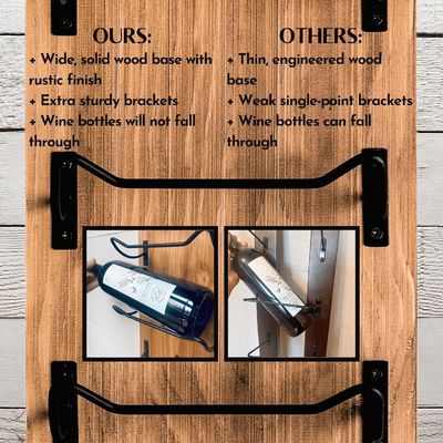 Wall Mounted Wooden Wine Rack for Wall Display Black Brackets Custom 8 Bottle Storage