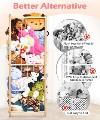 Living Room Wooden Stuffed Animal Cage Extra Large Toy Cage for Kids Nursery Play Room Storage