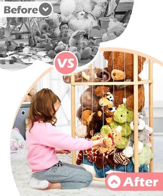 Living Room Wooden Stuffed Animal Cage Extra Large Toy Cage for Kids Nursery Play Room Storage