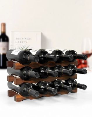 Tabletop Wine Bottle Rack Wooden Wine Display Shelf for Space-Saving Organization