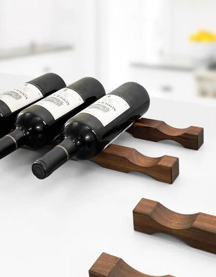 Tabletop Wine Bottle Rack Wooden Wine Display Shelf for Space-Saving Organization