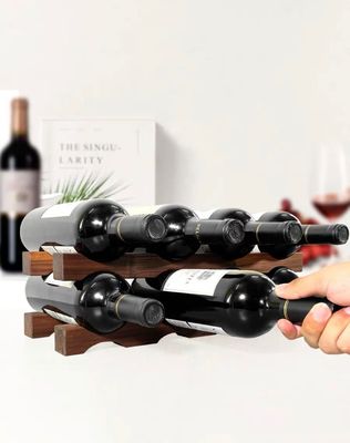 Tabletop Wine Bottle Rack Wooden Wine Display Shelf for Space-Saving Organization