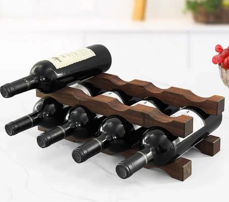 Tabletop Wine Bottle Rack Wooden Wine Display Shelf for Space-Saving Organization