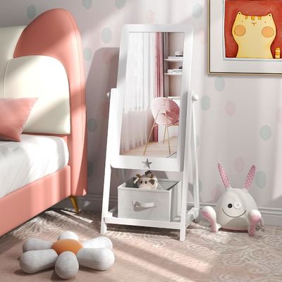 Freestanding Full Length Dressing Mirror with 360 Degree Rotatable Rectangular Design