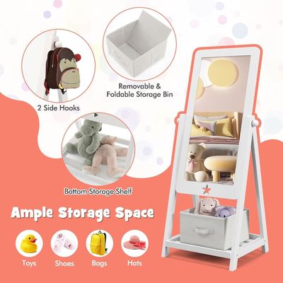 Freestanding Full Length Dressing Mirror with 360 Degree Rotatable Rectangular Design