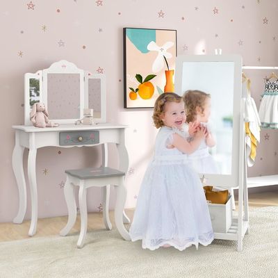 Freestanding Full Length Dressing Mirror with 360 Degree Rotatable Rectangular Design