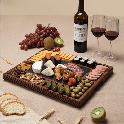 Serve Your Cheese in Style with Our Double-Sided Slate and Stainless Steel Cutlery Set