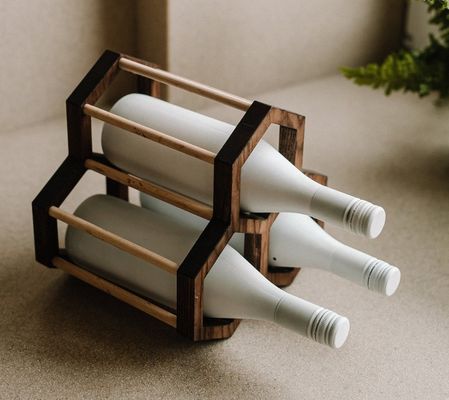 Function-Save Space 202404 Wooden Honeycomb Wine Holder Standing Wine Bottle Rack