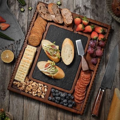 Serve Your Cheese in Style with Our Double-Sided Slate and Stainless Steel Cutlery Set