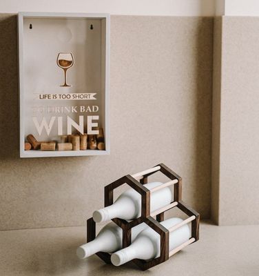 Function-Save Space 202404 Wooden Honeycomb Wine Holder Standing Wine Bottle Rack