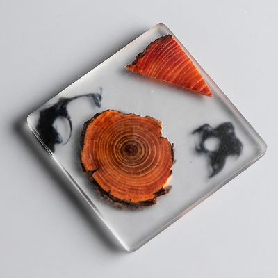 Epoxy Resin and Wood Coasters with Customized Multi Functional Design Printing burned
