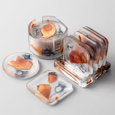 Epoxy Resin and Wood Coasters with Customized Multi Functional Design Printing burned