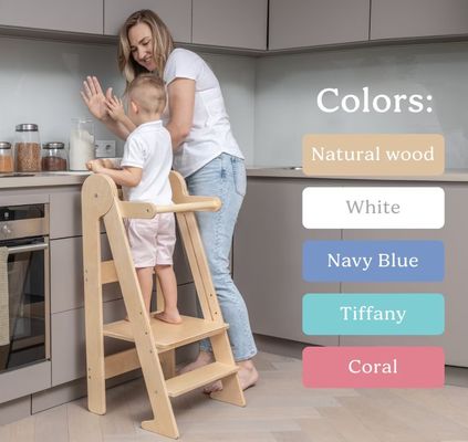 Printing Burned Toddler Kitchen Stool Helper with 3 Adjustable Heights Folded Yes