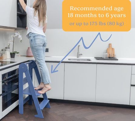 Printing Burned Toddler Kitchen Stool Helper with 3 Adjustable Heights Folded Yes