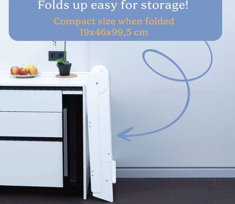 Printing Burned Toddler Kitchen Stool Helper with 3 Adjustable Heights Folded Yes