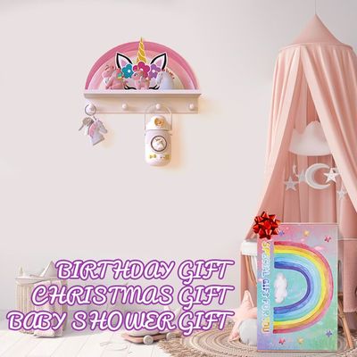 Floating Shelf and Hooks Multifunctional Kids Coat Rack for Girls Bedroom Decoration