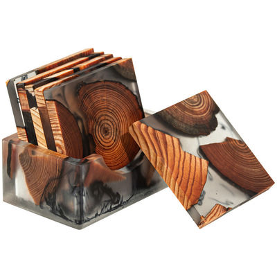 Free Sample Charge Heat Insulation Sublimation Coasters with Wooden and Resin Material