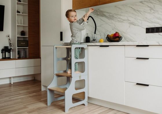 Mail Packing Living Room Kitchen Tower 3in1 Foldable Step Stool Desk Slide for Kids