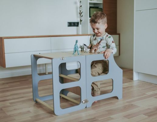 Mail Packing Living Room Kitchen Tower 3in1 Foldable Step Stool Desk Slide for Kids