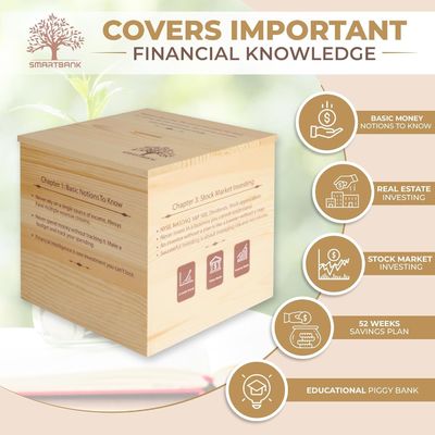 Wooden Piggy Bank Educational Non-folding Rack for Boys and Girls Large Unbreakable Design