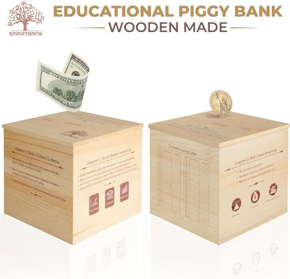 Wooden Piggy Bank Educational Non-folding Rack for Boys and Girls Large Unbreakable Design