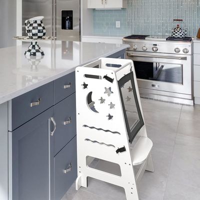 Black White Activity Board Toddler Kitchen Stool Printing laser engrave Season All-Season