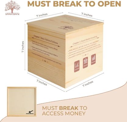 Wooden Piggy Bank Educational Non-folding Rack for Boys and Girls Large Unbreakable Design