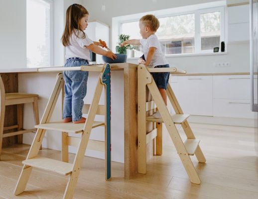 Foldable Learning Step Stool Common Size or Custom Montessori Furniture Helper Tower