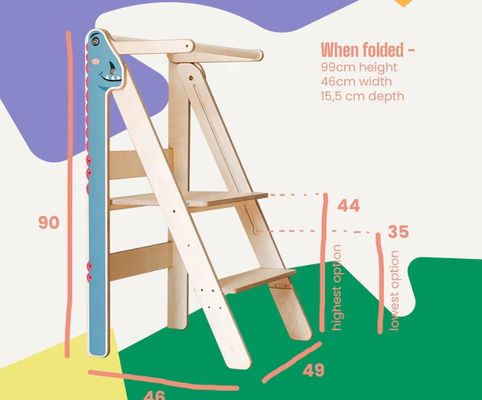 Foldable Learning Step Stool Common Size or Custom Montessori Furniture Helper Tower