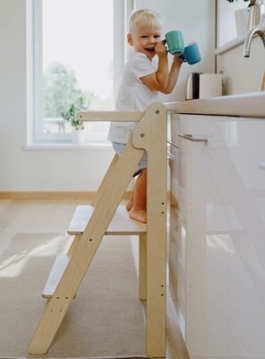 Foldable Learning Step Stool Common Size or Custom Montessori Furniture Helper Tower