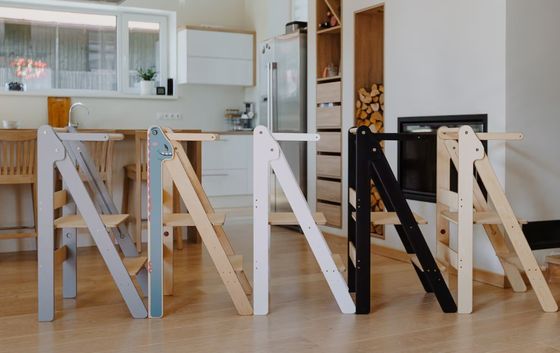 Foldable Learning Step Stool Common Size or Custom Montessori Furniture Helper Tower