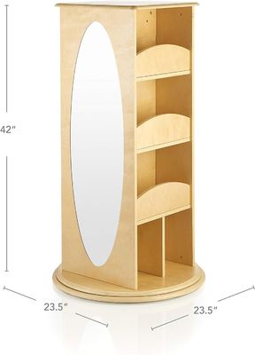 Kids' Pretend Play Rotating Dress Up Storage with 2 Mirrors and Hooks in Modern Design