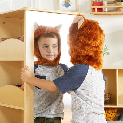 Kids' Pretend Play Rotating Dress Up Storage with 2 Mirrors and Hooks in Modern Design