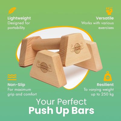 Wooden Parallettes Push Up Bars PowerBars for Indoor Fitness Durable Handstand Trainer