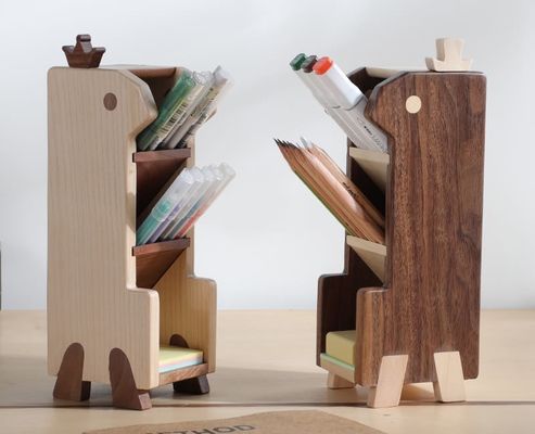 Custom Wood Multi-Layer Desk Pen Pencil Stand for Office and Study Organization