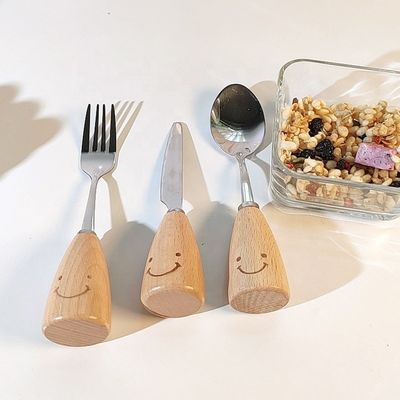 Simple Style Customized Logo Bamboo Baby Plates Set with Forks and Spoons
