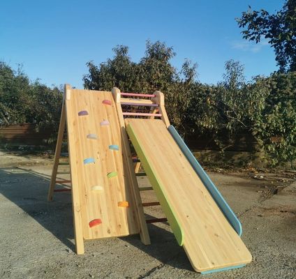 202404 Wooden Children's Slide Play Equipment for Climbing and Sliding at Amusement Park