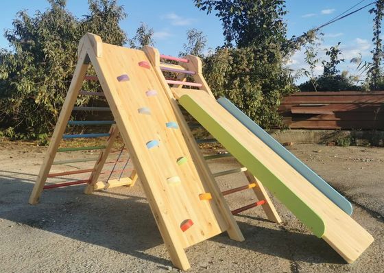 202404 Wooden Children's Slide Play Equipment for Climbing and Sliding at Amusement Park