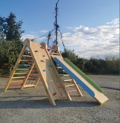 202404 Wooden Children's Slide Play Equipment for Climbing and Sliding at Amusement Park