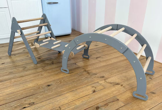 Montessori Play Gym for Kids Handmade Furniture Solid Wood Toys Arch type Grid Net climbing frame indoor kids furniture