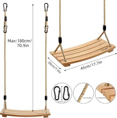 Customized Logo Acceptable Gym Swing Set for Children Adult Kids Wood Tree Swing Seat